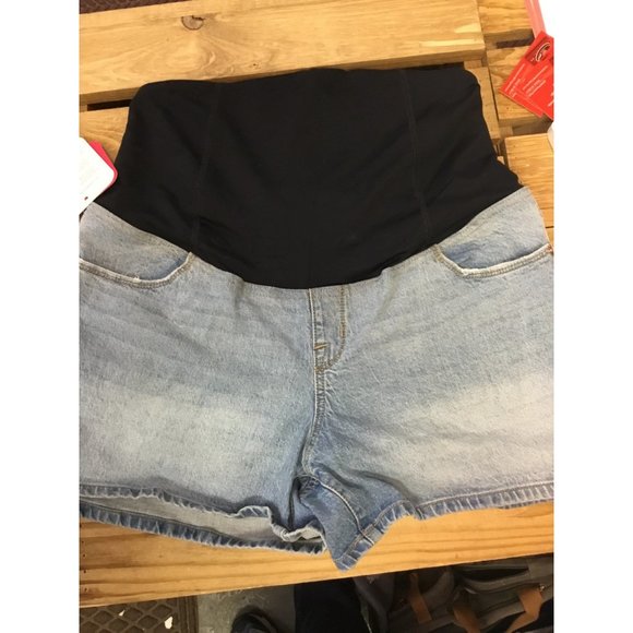 Over Belly Midi Maternity Jean Shorts - Isabel Maternity by Ingrid & Isabel size - Picture 1 of 6